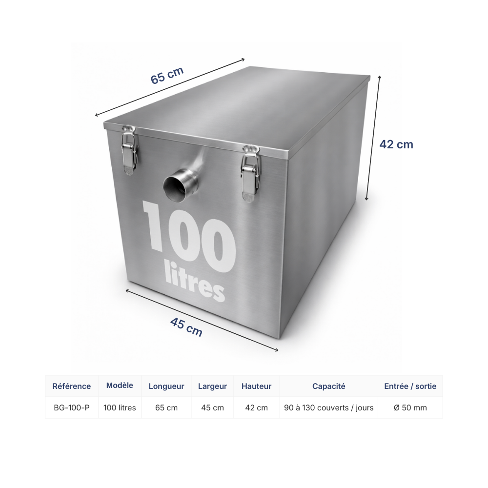 Séparateur de graisse inox 100L vue 7