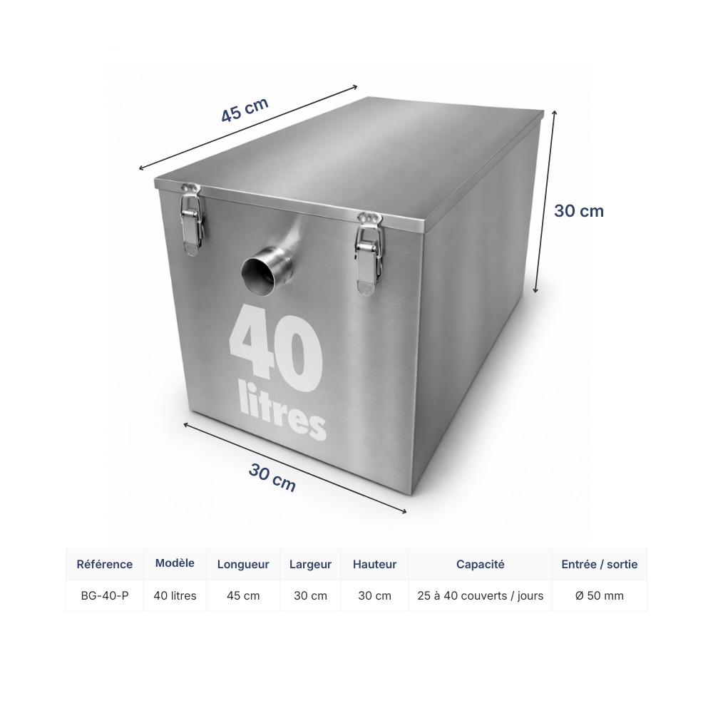 Séparateur de graisse inox 40L vue 7
